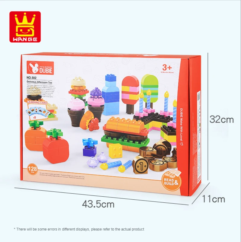 

New design simulation gourmet building blocks kids educational play house large building blocks toys delicious afternoon tea