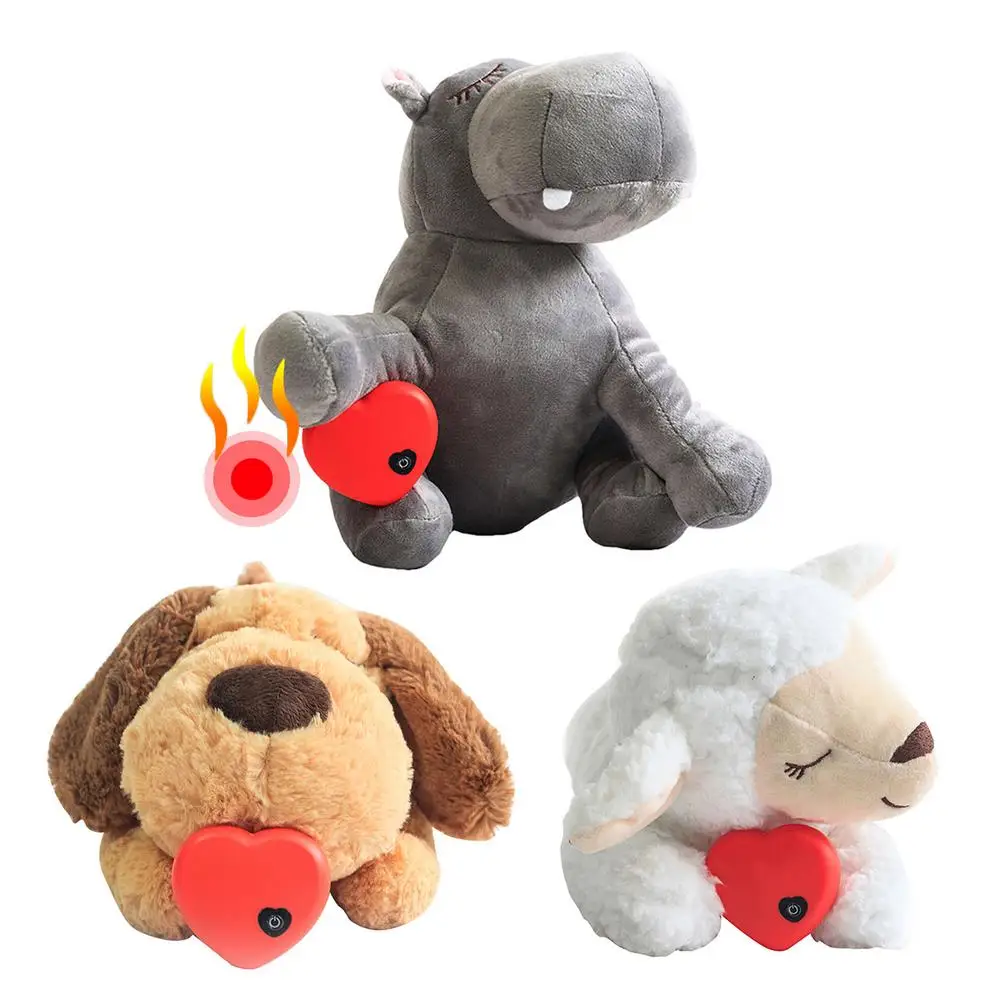 

Dog Toy Heartbeat Toy Pet Heating Plush Toy Comfortable Behavioral Training Aid Toy Heart Beat Soothing Plush Doll for Dogs Cats
