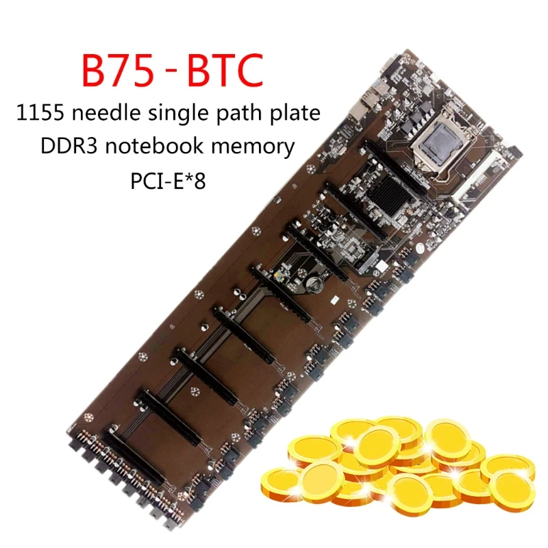 

Материнские платы Для майнинга биткоинов B75, материнская плата BTC LGA 1155 DDR3 16 Гб SATA3 USB3.0