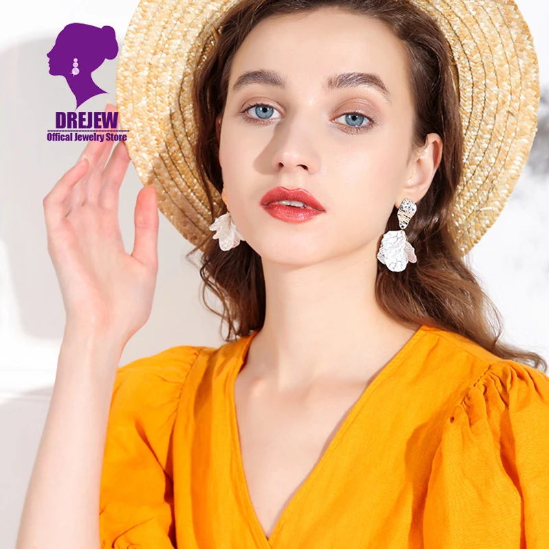 DREJEW элегантные серьги подвески в виде цветов белого золотого серебряного