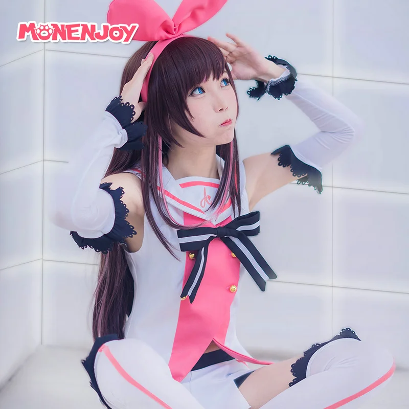 Парик для косплея Monenjoy Virtual YouTuber Kizuna AI A.I.Channel коричневый с яркими розовыми