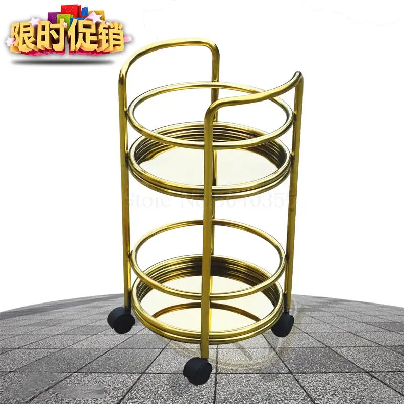 Двухслойная Стальная Круглая тележка для доставки чая ресторанов и отелей