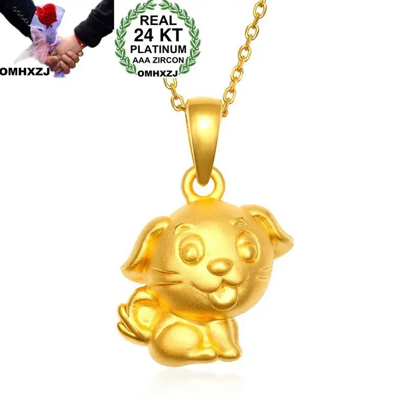 

OMHXZJ Wholesale European Fashion Woman Girl Party Wedding Gift Dog 24KT Yellow Gold Pendant Necklace NA182