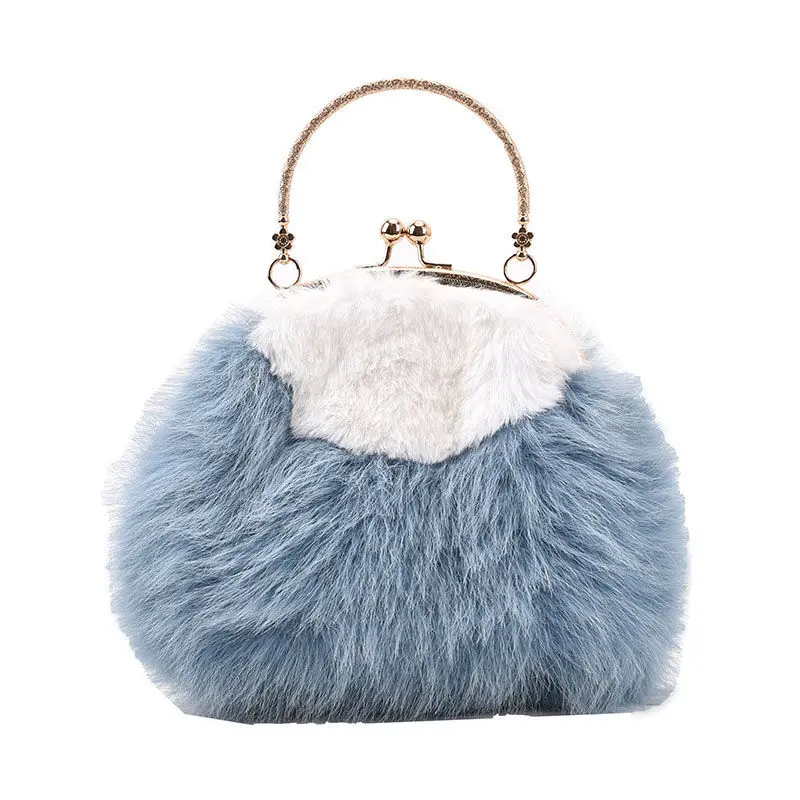 

NEWEST Chain Shell Lock Patchwork Bags Plush Bag Vintage Winter Women Shoulder Crossbody Bag Stuffed Women's Handbags Purses
