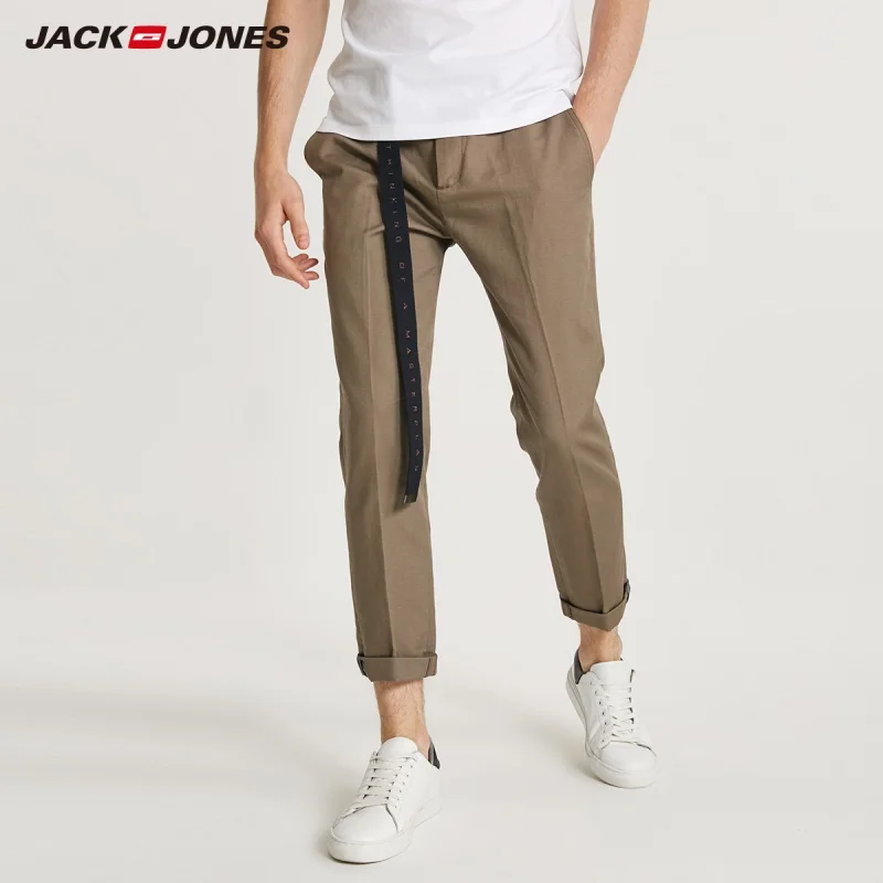 Мужские свободные брюки JackJones из хлопка и льна мужская одежда 218314572 | Мужская