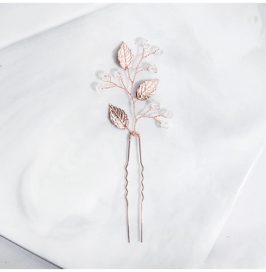 Заколки для волос в форме листьев розового золота женские свадебные украшения