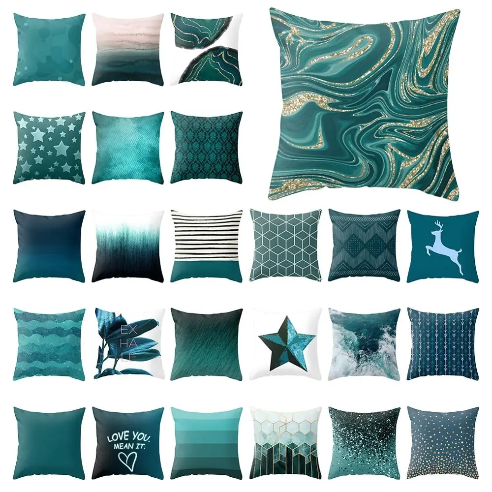 Скандинавский простой чехол для подушки с геометрическим узором 18 дюймов синий