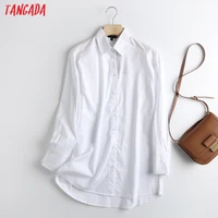 tangada women retro oversized white cotton blouse long sleeve chic female casual loose shirt blusas femininas 6d109
