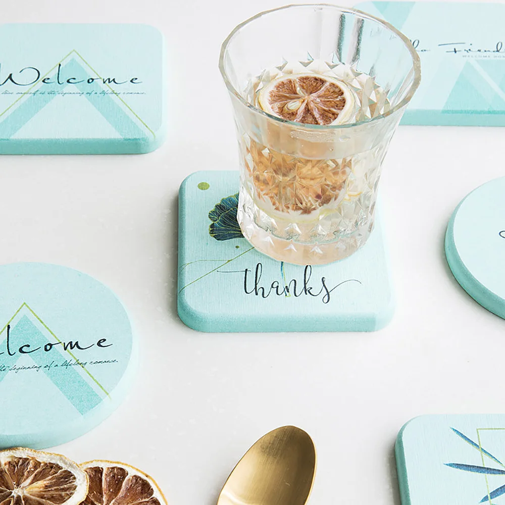 Многофункциональный влагопоглощающий коврик для чашки с мраморным узором в