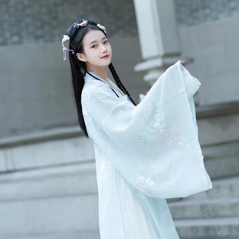 Шифон Hanfu Dynastie Tang одежда Улучшенный женский костюм хлопок Han элемент Китайский