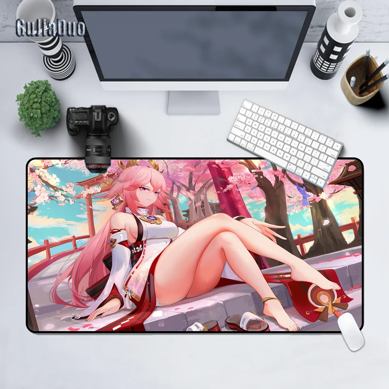 

Большой коврик для мыши мощностью 40x90 Genshin, игровая клавиатура для ноутбука, милый Аниме Коврик для мыши, игровые аксессуары Hoom, подушка, Наст...