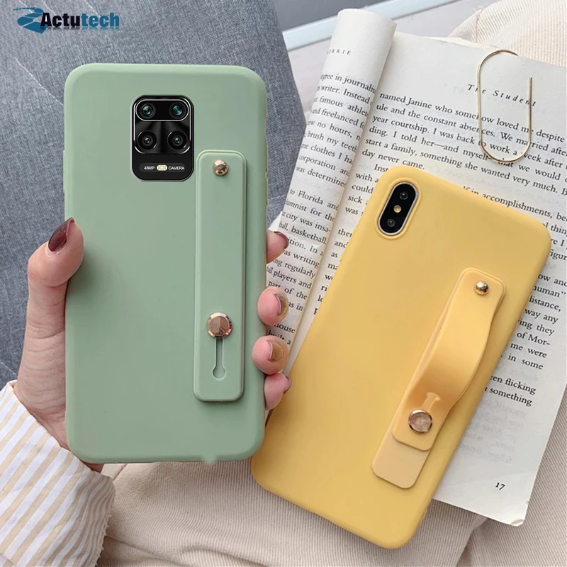 

Phone Cover Cases For Xiaomi Redmi Note 9S For Redmi Note 9 Pro Max 9 Pro Wrist strap Hand band Silicone Case For Note 9 Pro 9S