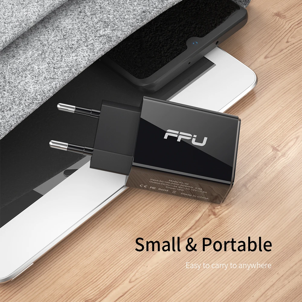 FPU 3 Port USB Charger 30W Quick Charge 3.0 2.0 Mobile Phone Charger for iPhone EU QC3.0 Fast Charger for Huawei Samsung S9+ S10
