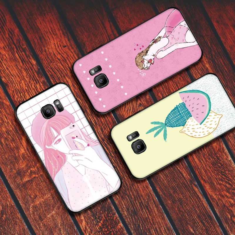 Для samsung S6 S7 Edge чехол для телефона с изображением ананаса девочек S8 S9 S10 PLUS Мягкий
