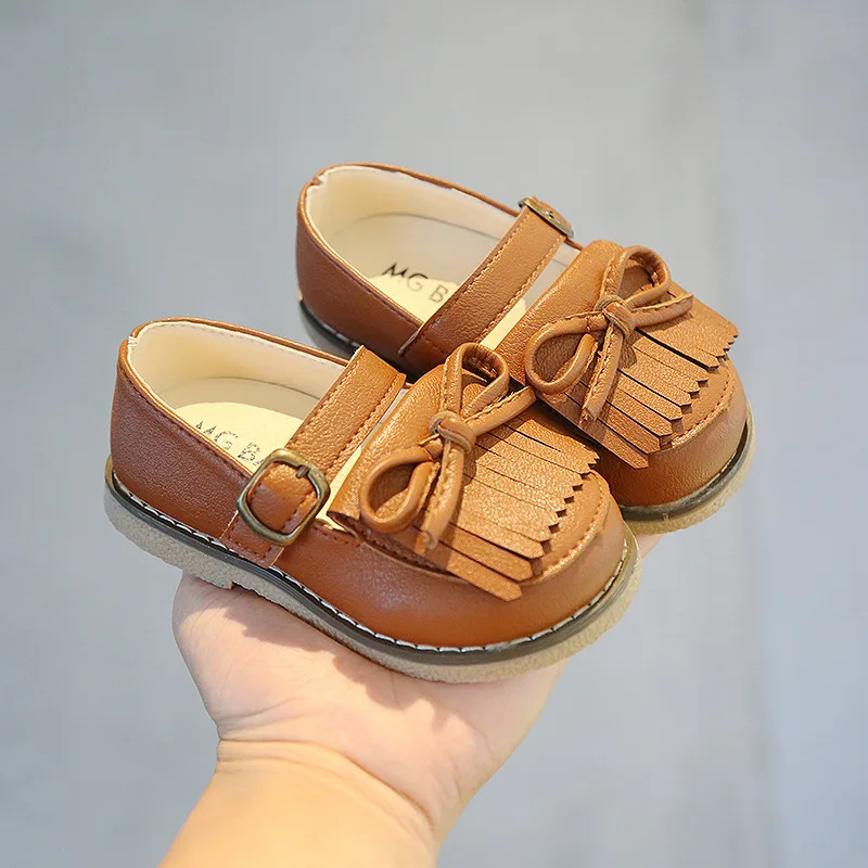 

Children Casual Sneakers Girls Flats Tassels with Bow-knot Fashion Toddlers Kids Leather Shoes Spring Autumn Fringes Dress Shoes