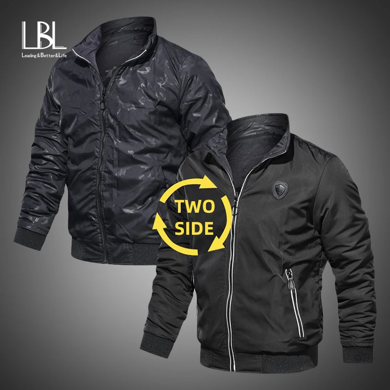 Двусторонняя куртка для мужчин 2019 новые Брендовые повседневные куртки и пальто