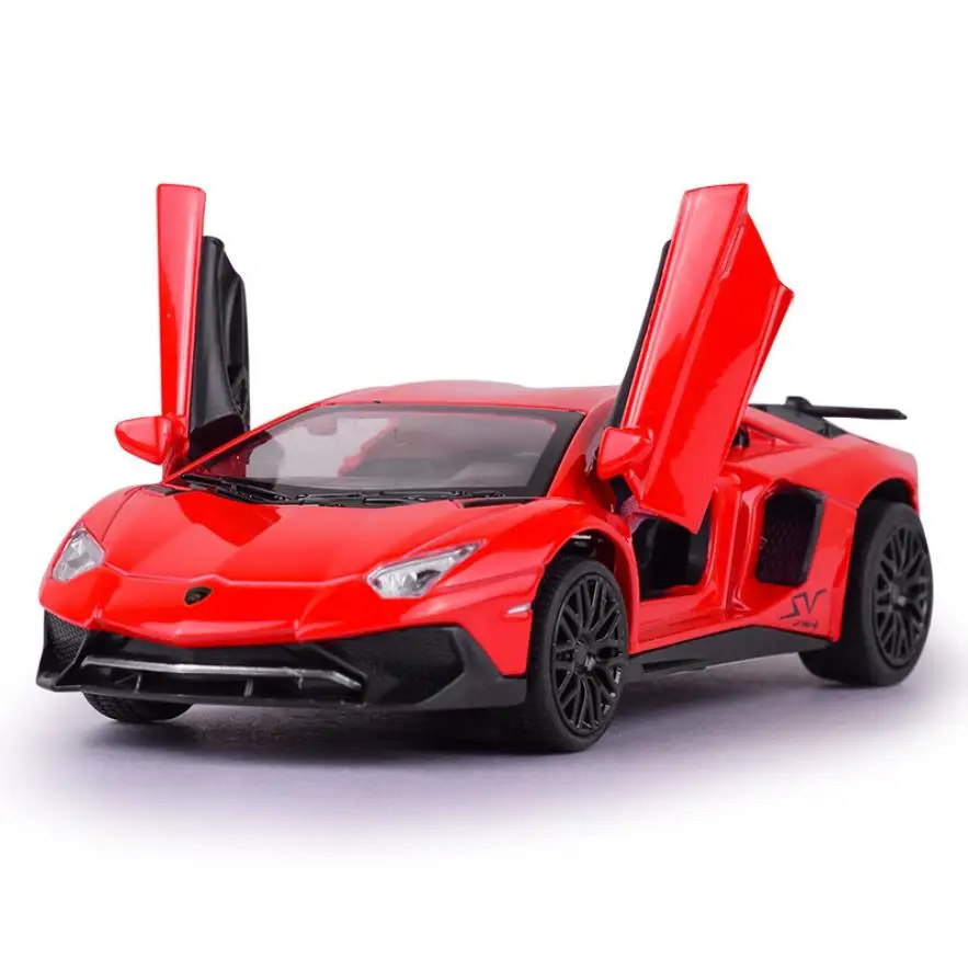 

Hot 1:32 Scale Diecast Super Sport Car Metal Model With Light And Sound Lambor Aventador Lp750-4 Svj Pull Back Vehicle Alloy Toy