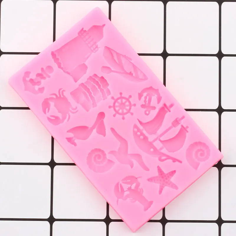 

Ocean Series Anchor Silicone Fondant Glue Soap Mold Sailboat Sea Animals Sugar Rim Chocolate Craft Mould Cake Decorating Kitchen