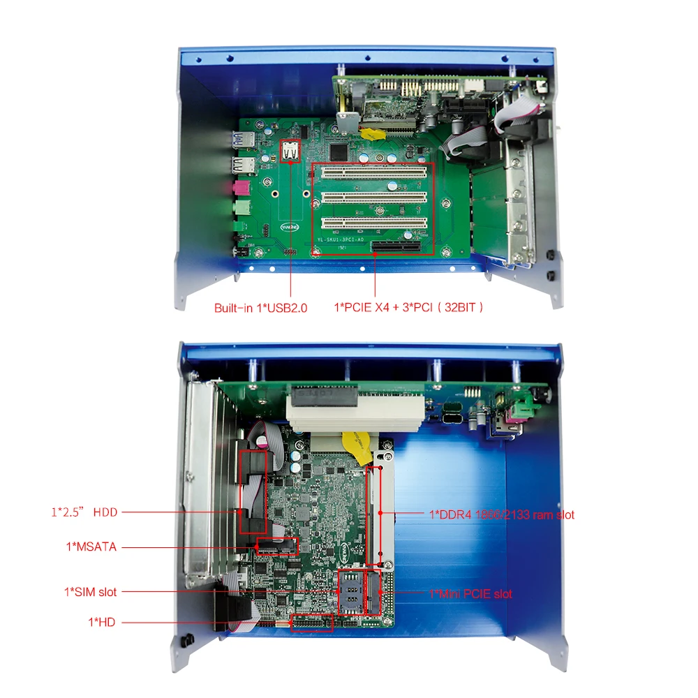 Yanling прочный промышленный встраиваемый корпус для ПК процессор Intel Celeron 3865u