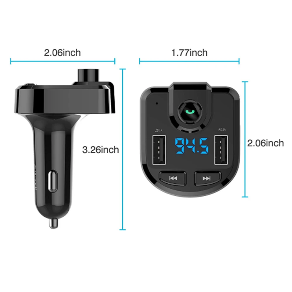 Автомобильный беспроводной Bluetooth передатчик с двумя USB портами 3 6 А|Автомобильный