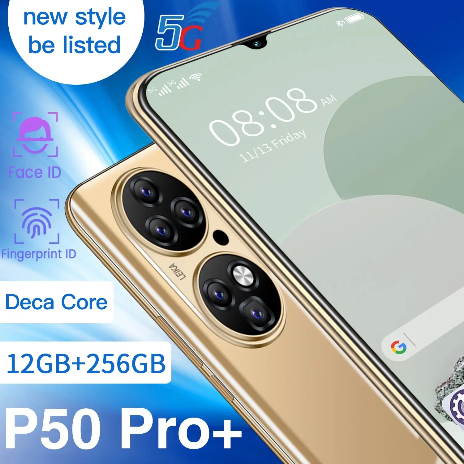 

P50 Pro + 12gb Ram 256gb Rom Android 11 Smart Phone Mtk6893 Sim Dual + Mciro Sd Face Unlock 5600mah Mobile Phones