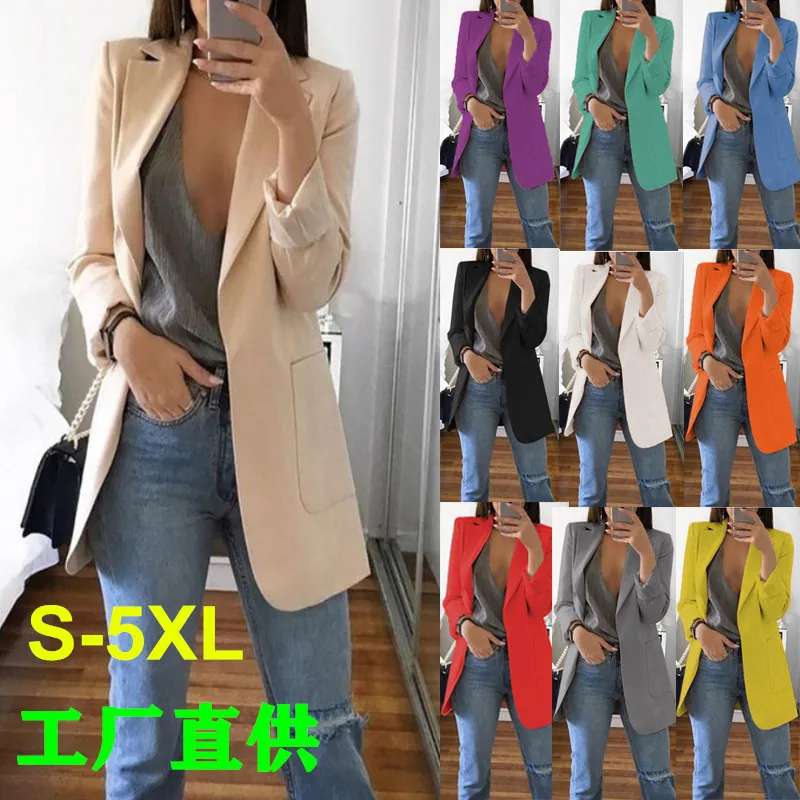 

2021 spring and summer new women's coat European and American fashion lapel slim cardigan temperament suit jacket women