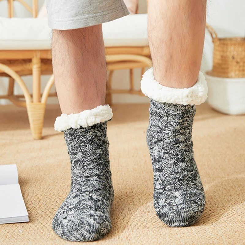 Men's Plus Thicken Cotton Sock Winter Warm Bedroom Shoes Comfortable Sleep Socks Home Non-slip Stocking Holiday Boy Gifts New