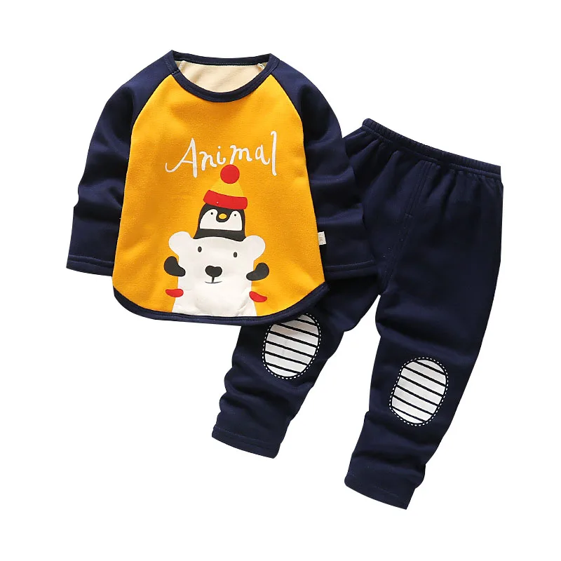 Autumn Children Clothing Girls Cartoon Casual Sports T-shirt Pants 2pcs/Set Winter Infant Outfit Kids Clothes Suit Tracksuits - Цвет: Коричневый