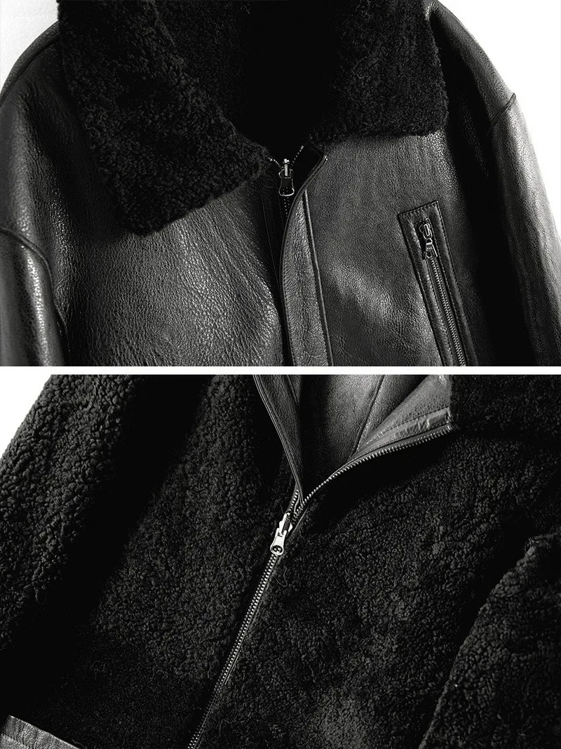 Шуба мужская из натуральной овечьей шерсти двусторонняя длинная 18281 | Мужская