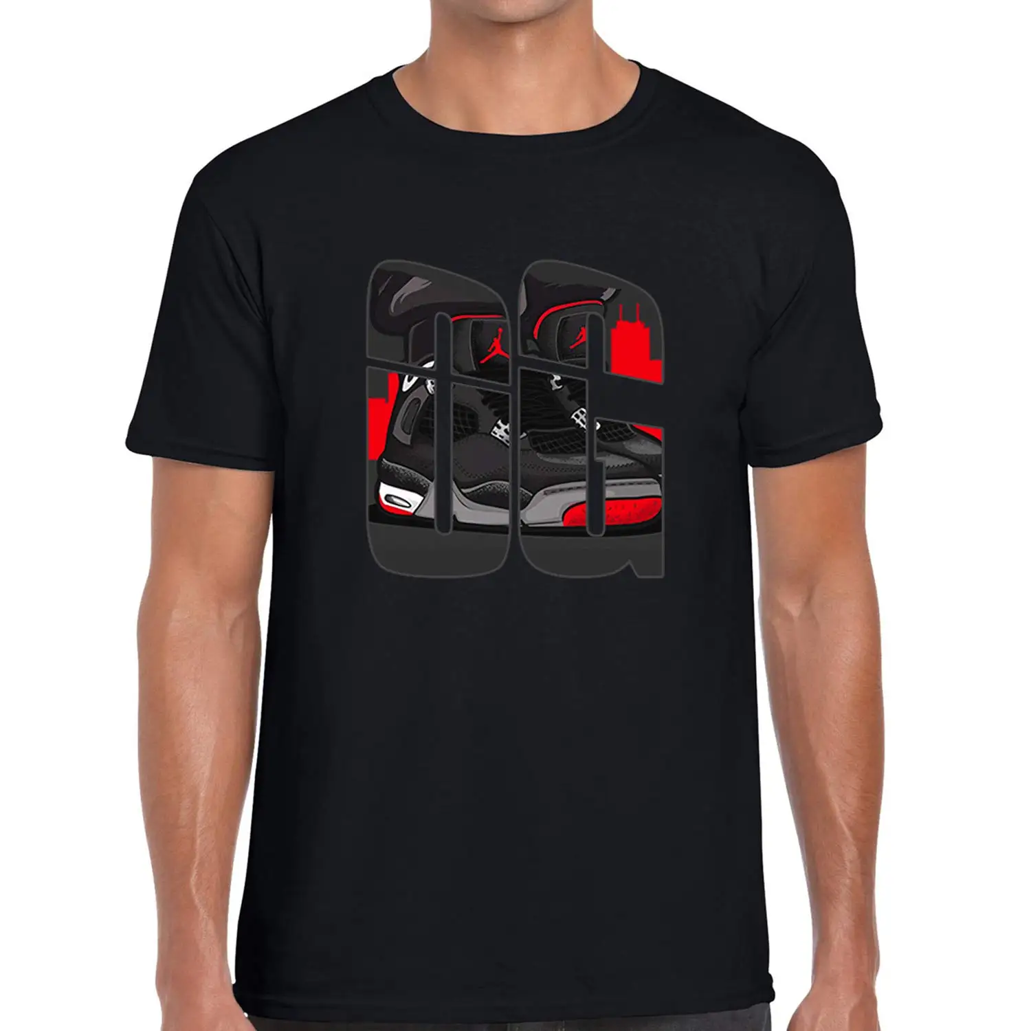 

Custom Graphic Printed T Shirt to Matching Air J4 Bred OG Short Sleeve T-Shirt