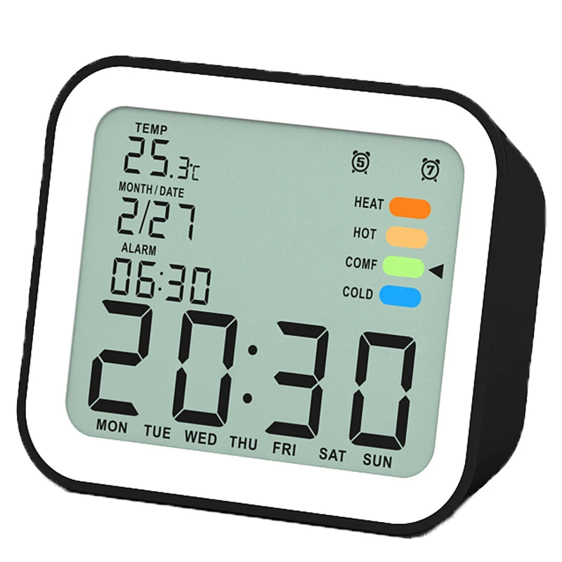 

Battery Operated Electronic Desk Alarm Clock with Backlight and Snooze, Travel Clock with temperature and Calendar