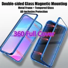 Магнитный металлический чехол для Samsung Galaxy A40, двойное закаленное стекло, полное покрытие, 360