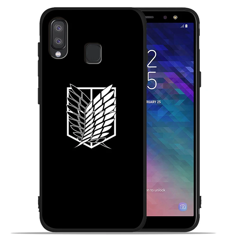 Чехол для телефона Samsung Galaxy A71 A51 A41 A31 A20E A10 A20 A40 A50 A70 M30S M20 A7 A8 A9 черный с аниме Атака