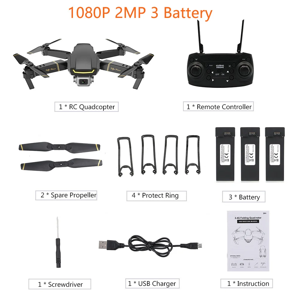 Мини-Дрон GLOBAL Drone GW89 RC Дроны с камерой hd 1080P 2MP Wifi FPV складной Радиоуправляемый квадрокоптер с 2/3 батареей VS E58 H37 - Цвет: 1080P 2MP 3 Battery