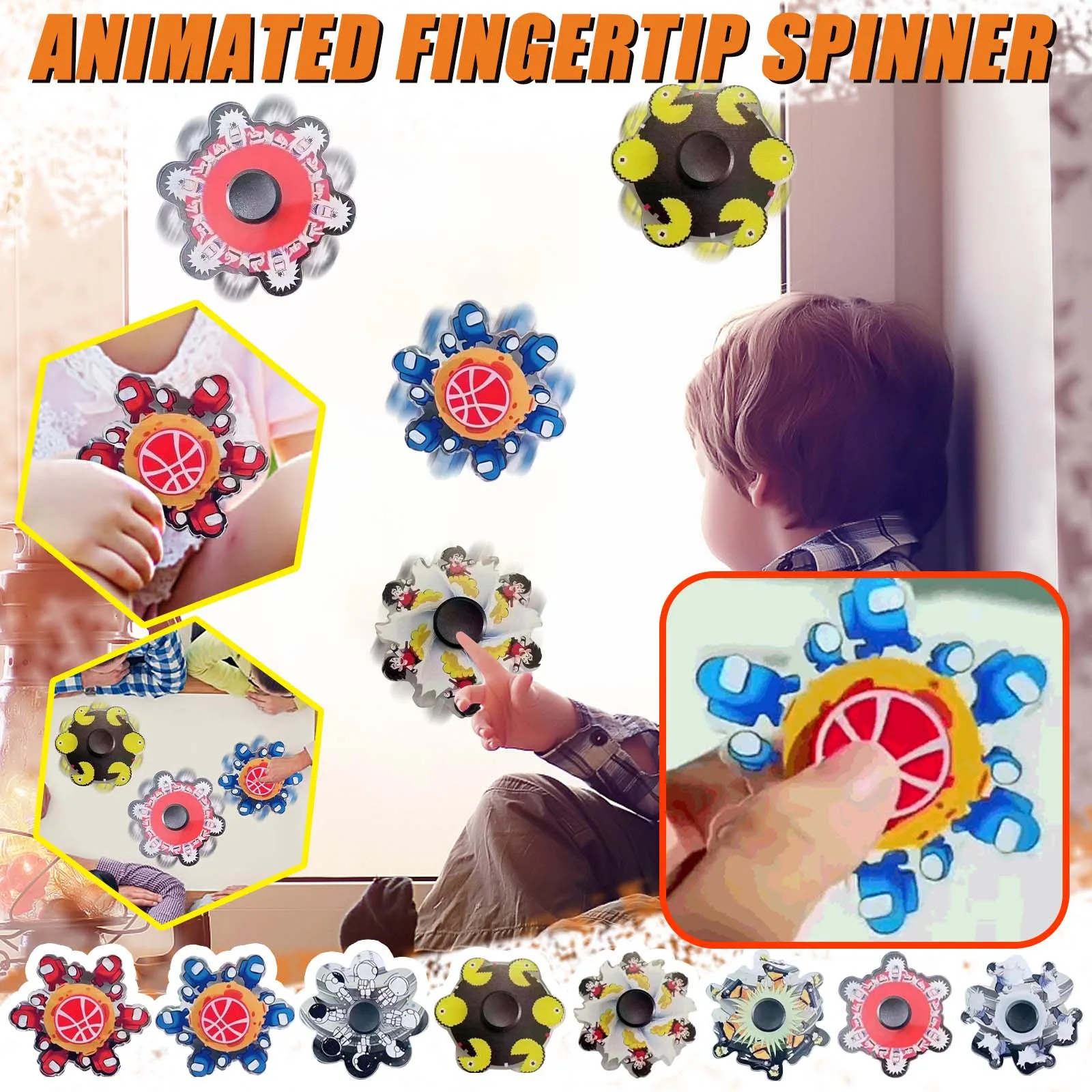 

3D игрушки Fidget анимации палец Спиннер-гироскоп Спиннер пластиковый работает в мультяшном стиле, игрушки для детей антистресс для рук