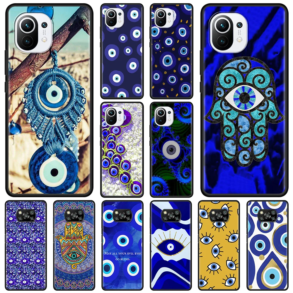

Case For Xiaomi Poco X3 X4 NFC M3 Pro M3 F3 GT for mi Civi 9T 10T 11T Pro 11 Lite Note 10 Lite Blue Nazar Boncuğu Evil eye