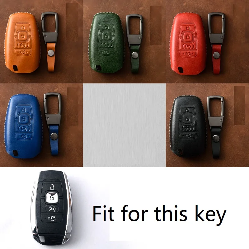 

Genuine Leather Car Key Cover Key Case For Lincoln MKC MKZ MKX NAVIGATOR 2017 2018 2019 Fob Key Car-Styling