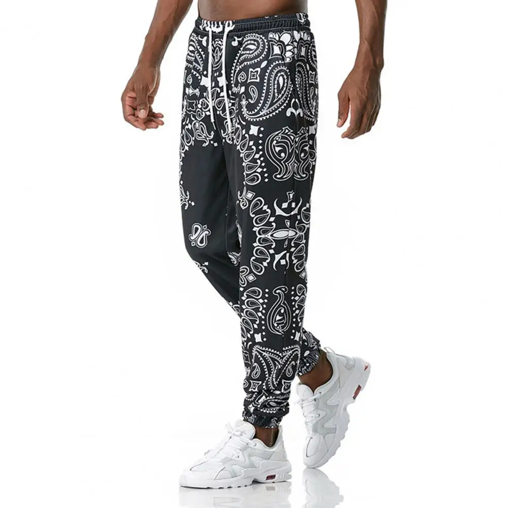 

Paisley Print Casual Pants Men Loose Drawstring Sweatpants Trousers Mens Casual Ankle Tied Pants Long Trousers pantalones hombre