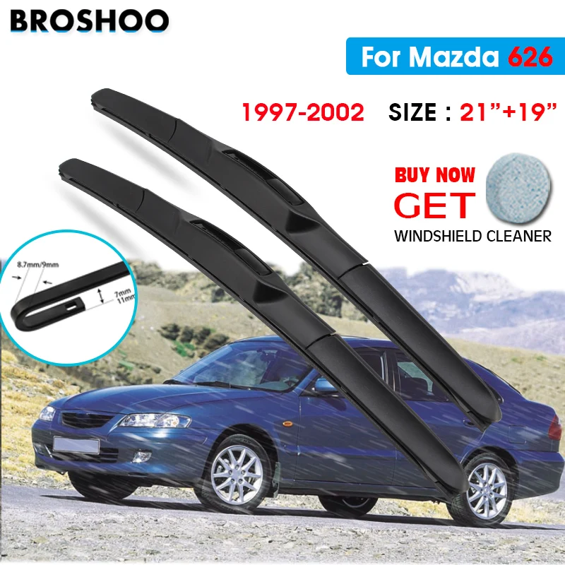 

Car Wiper Blade For Mazda 626 21"+19" 1997-2002 Auto Windscreen Windshield Wipers Blades Window Wash Fit U Hook Arms