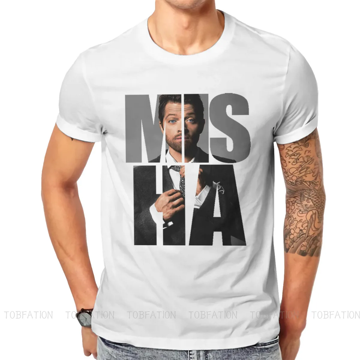 

Supernatural Dean Winchester 100% Cotton TShirts Misha Misha Misha Collins Print Homme T Shirt New Trend Clothing 6XL