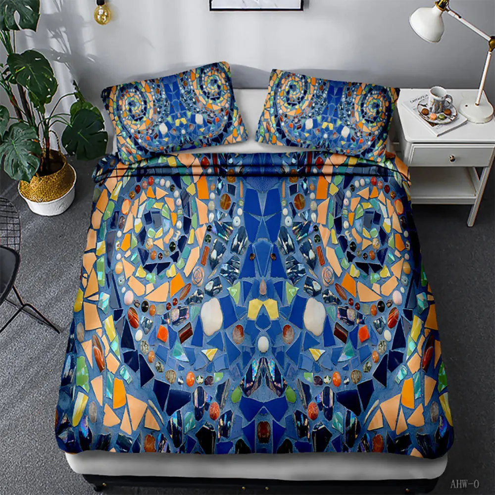 Комплект постельного белья с красочным камнем пододеяльник для взрослых