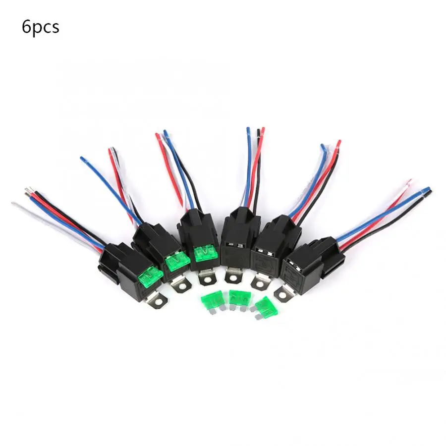 Ethernet реле 6 шт. 12V 30A автомобильный предохранитель Жгут Комплект SPST 4 контактный 14