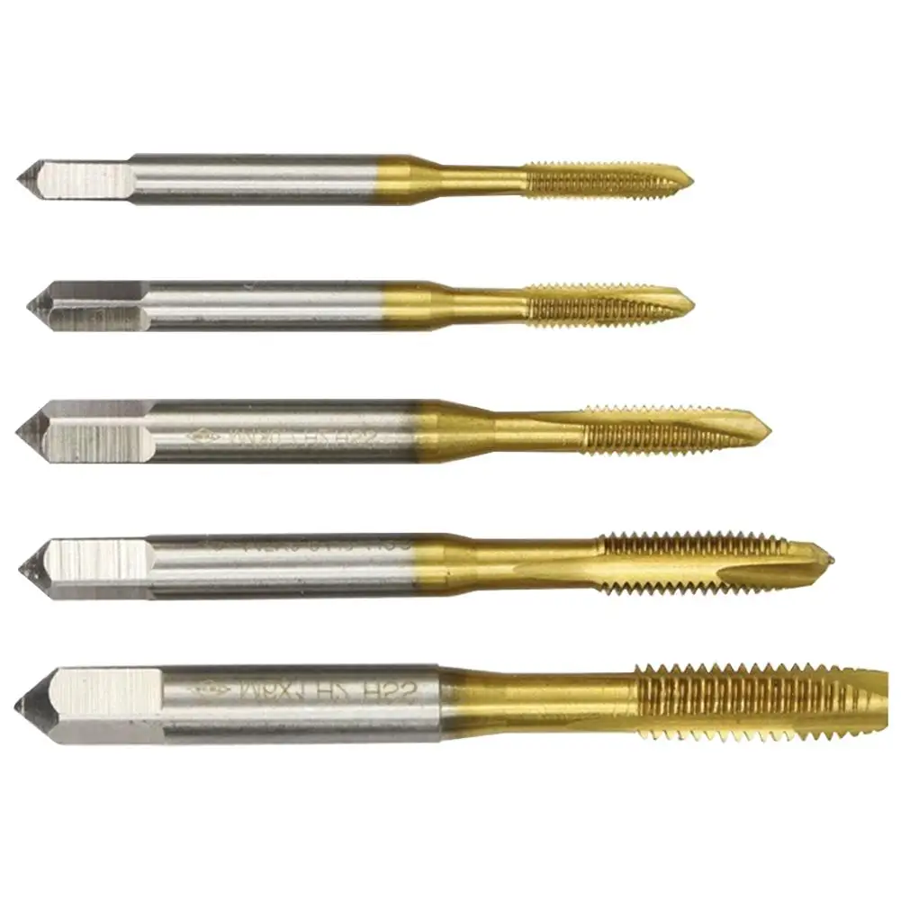 

5pcs M3-M8 Spiral Groove Taps Titanium Coating Hand Tap Drill Thread Plug
