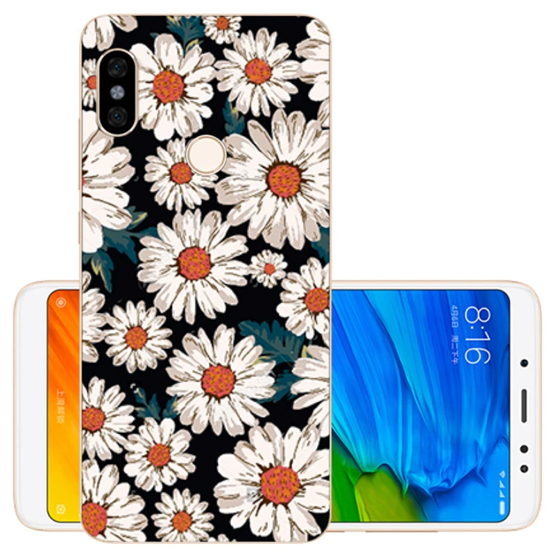 Silicone Case for Xiaomi Redmi Note 5 Print Cute Flower Cover for Redmi Note5 Soft TPU Cover for Xiomi Redmi Note 5 Pro Fundas