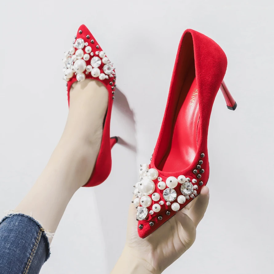 Новинка 2020 года женские туфли на высоком тонком каблуке 9 см пикантные лодочки со