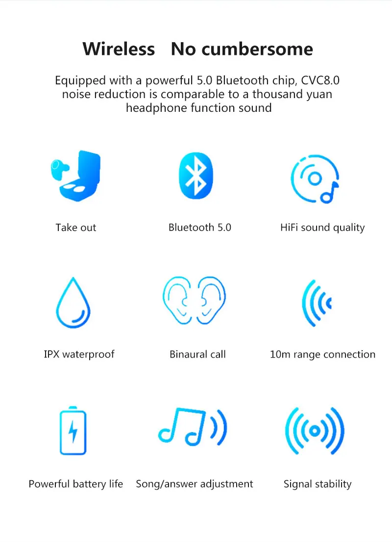 TWS беспроводные Bluetooth наушники водонепроницаемые спортивные наушники 5,0 с зарядным устройством сенсорные наушники со встроенным микрофоном