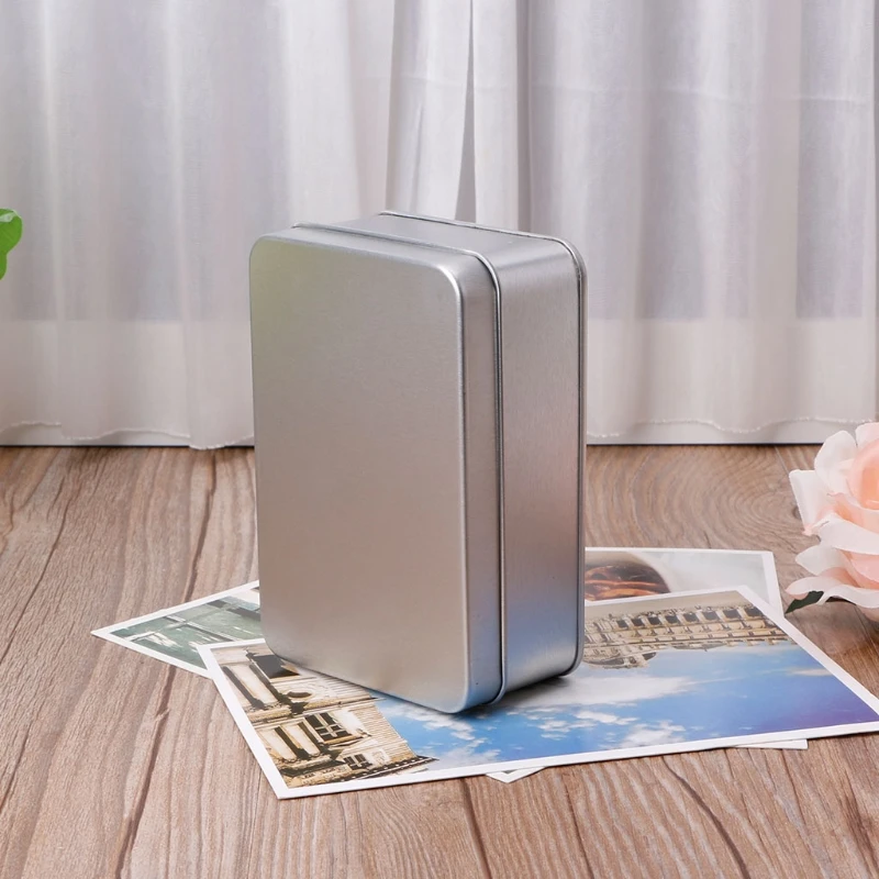 Маленький Металлический жестяной серебряный ящик для хранения органайзер денег