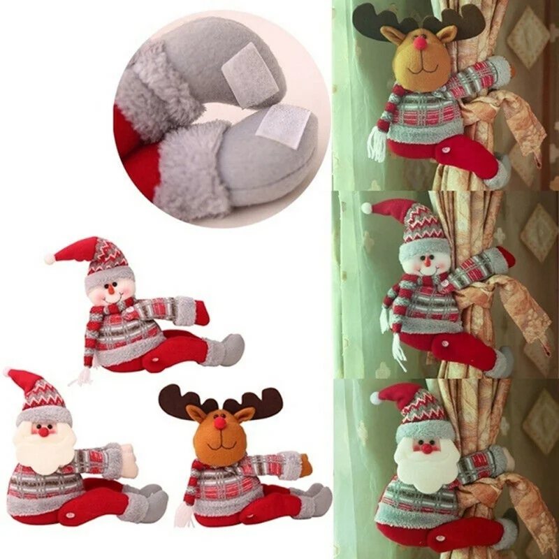 Christmas Curtain Buckle Doll Window Clamp Clip Santa Snowman Elk Hooks Fastener Baby Shower Kids Toy Home Decor |
