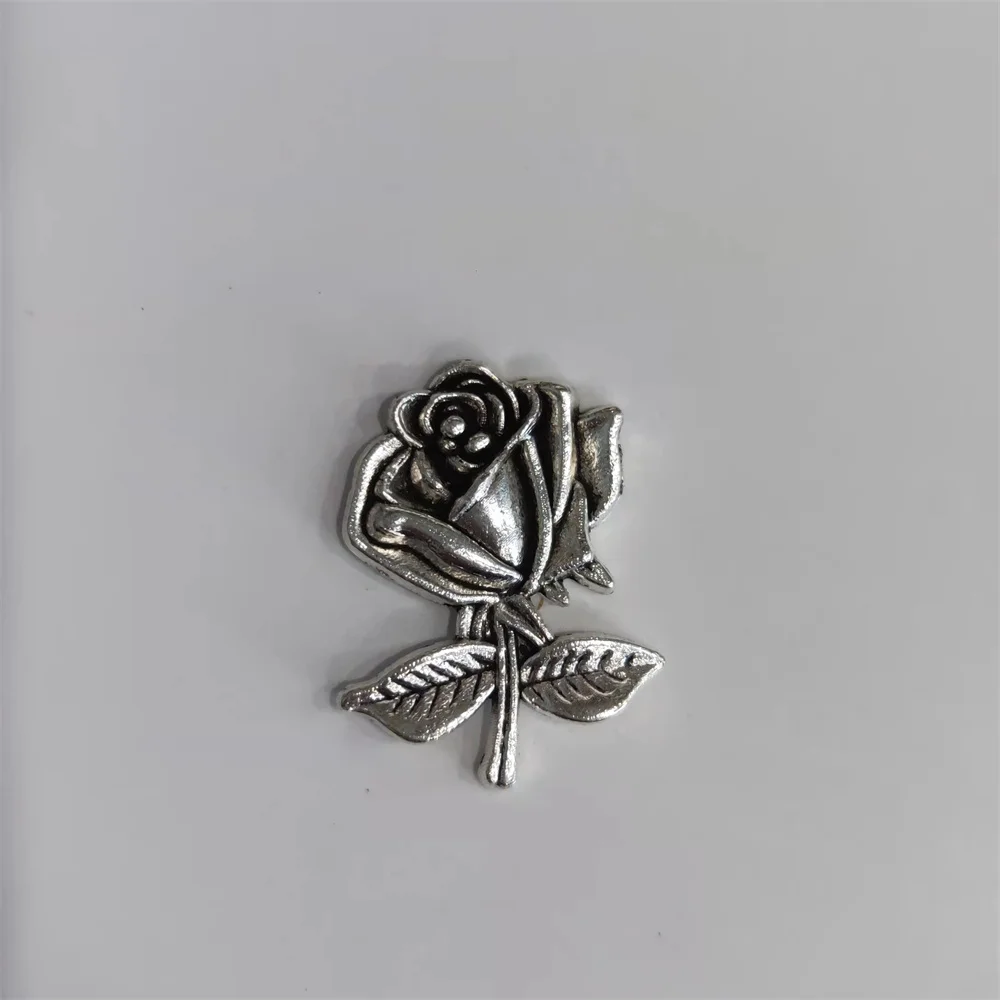 

High Quality Rose flower DIY Silver Metal Badge For ZP Kerosene Grind Wheel Lighter Handmade Decor Accessory Smoking Gadgets