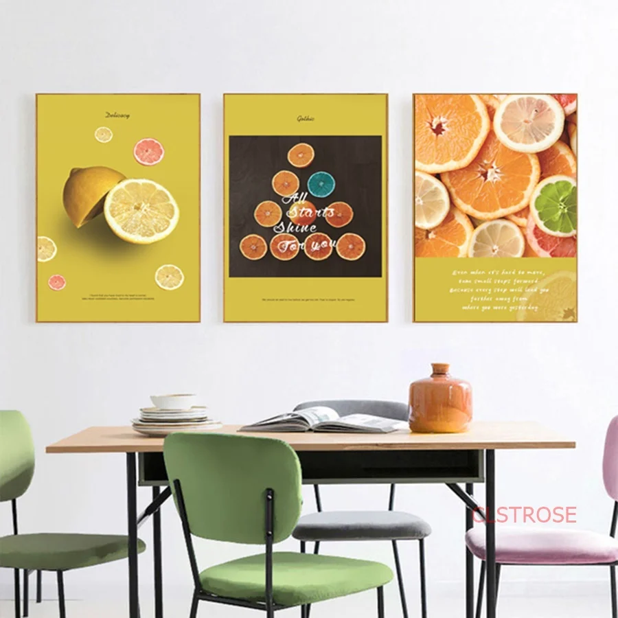 Modern Minimalist Nordic Poster Fashion Gourmet Orange Yellow Canvas Painting Home Decoration Living Room Wall Art Pictures | Дом и сад